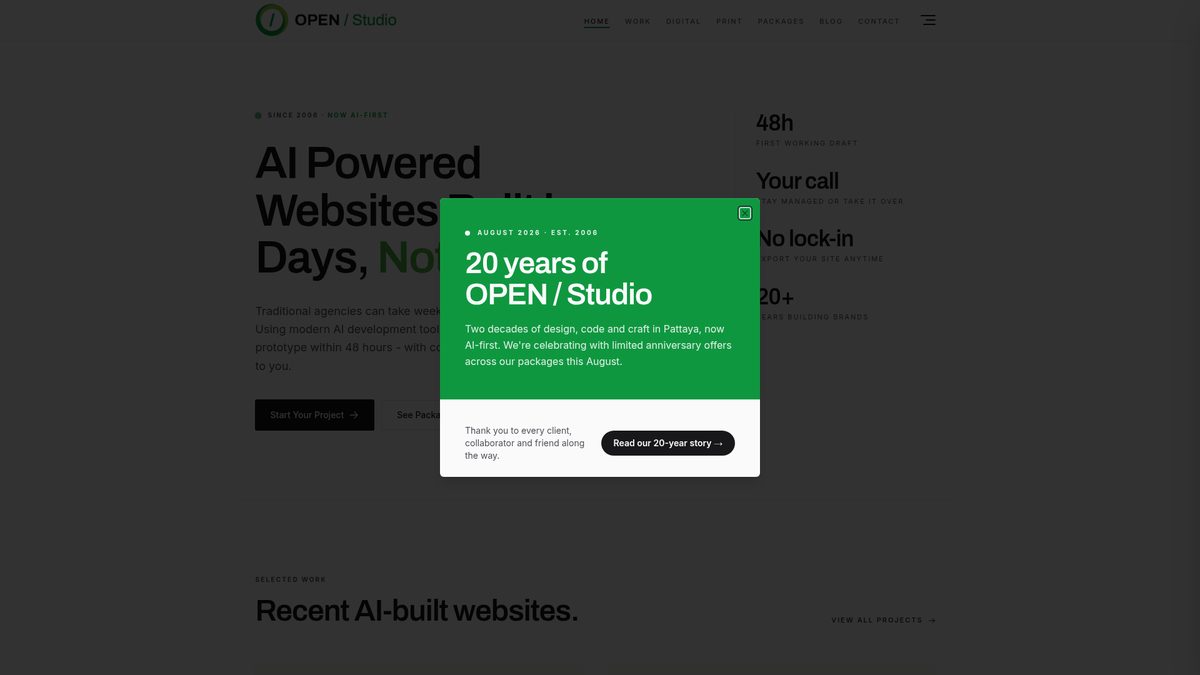 OPEN / Studio desktop website screenshot