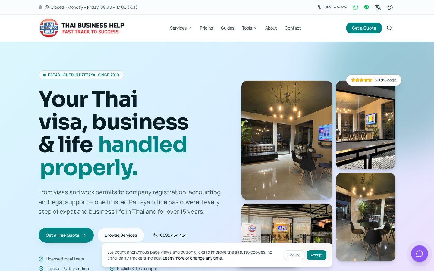 Thai Business Help desktop website screenshot