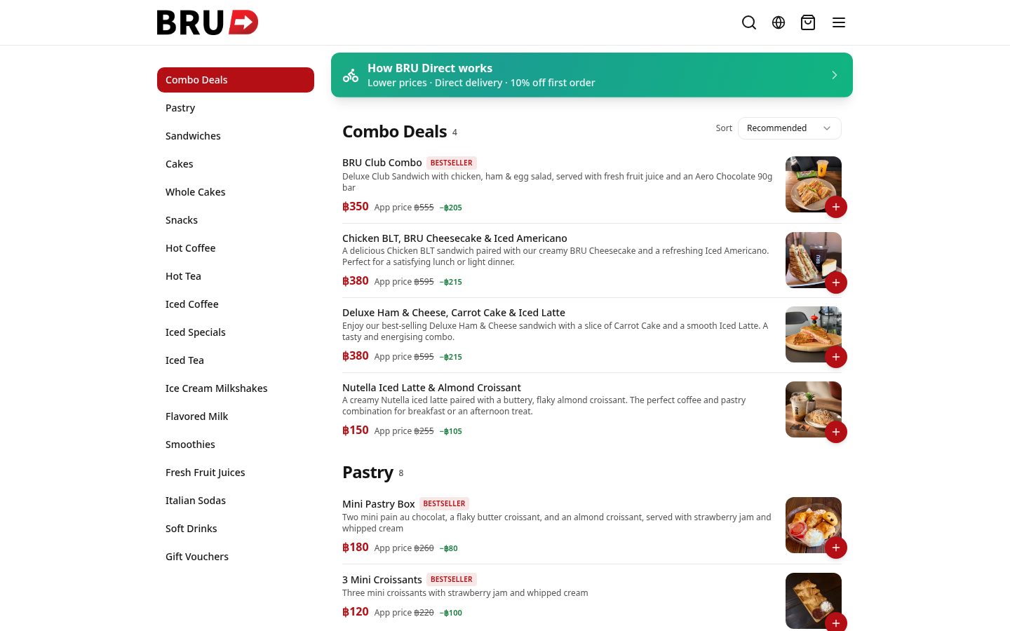 BRU Direct Order website preview: Order Direct, Delivery & Pickup in Pattaya