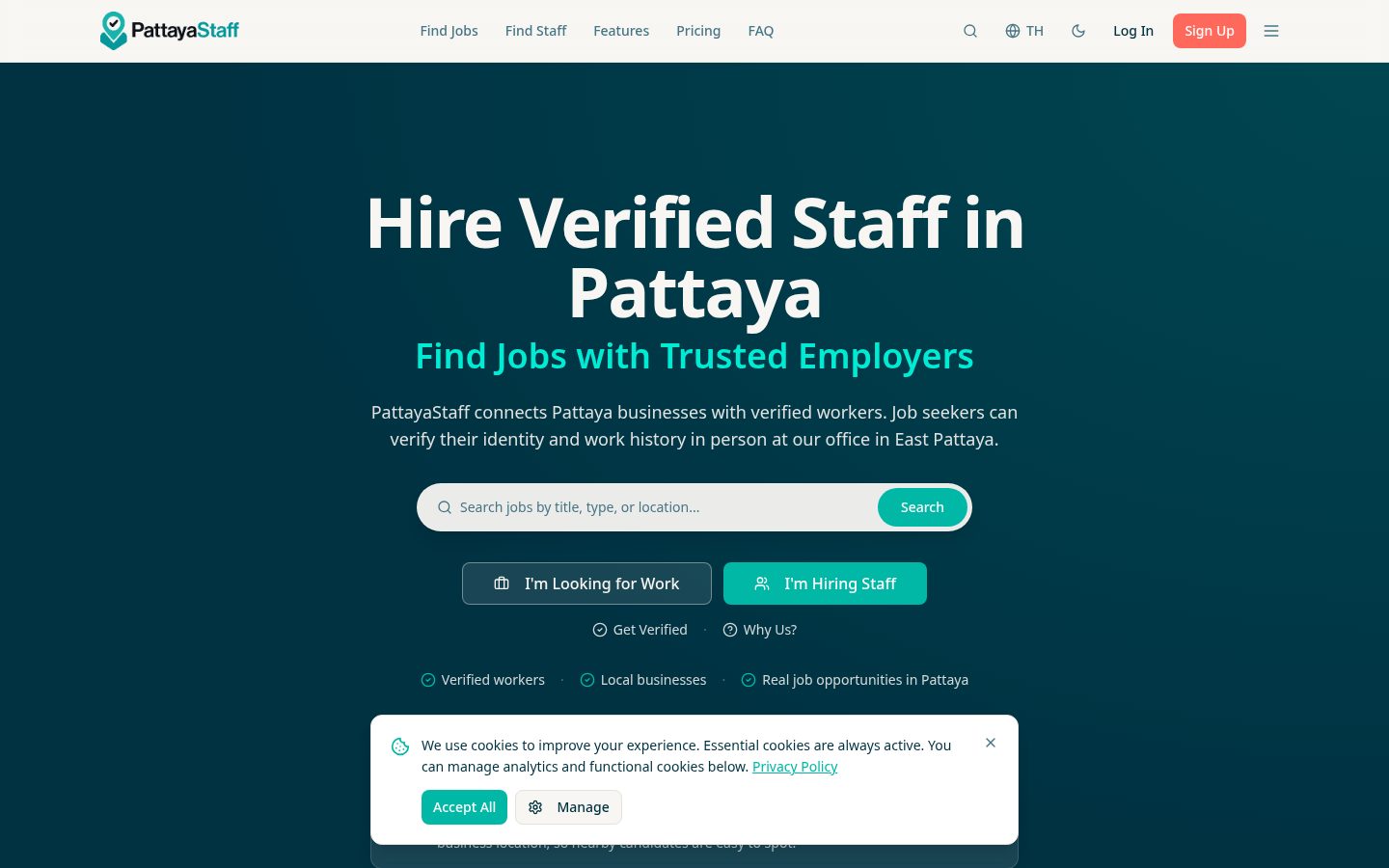 PattayaStaff.com website preview: Hire Verified Staff in Pattaya