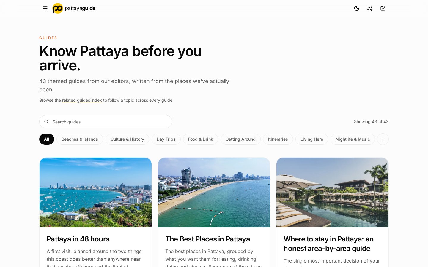 Pattaya Guide desktop website screenshot