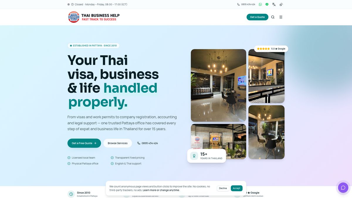 Thai Business Help desktop website screenshot