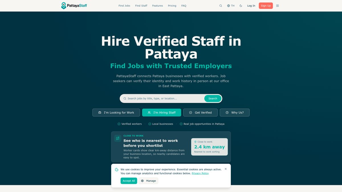 PattayaStaff.com desktop website screenshot