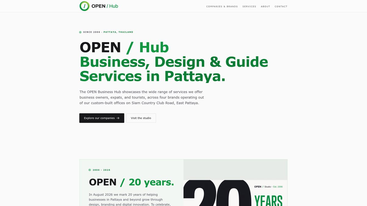 OPEN Business Hub desktop website screenshot