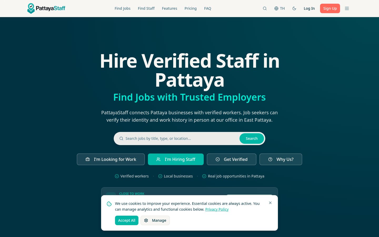 PattayaStaff.com desktop website screenshot