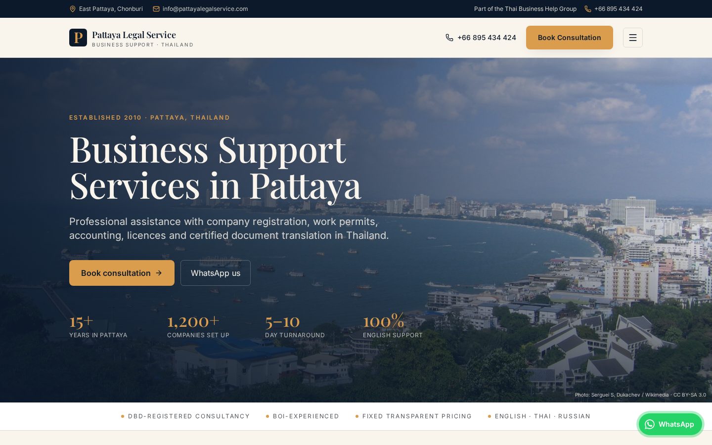 Pattaya Legal Service desktop website screenshot